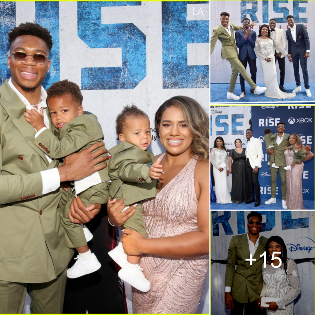 Giannis Antetokounmpo Matches With His Sons At Rise Premiere With Wife Mariah Riddlesprigger